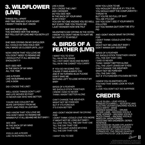 BILLIE EILISH - LIVE EP Vinyl BF25 Black Friday 2025 New - Image 4 of 4