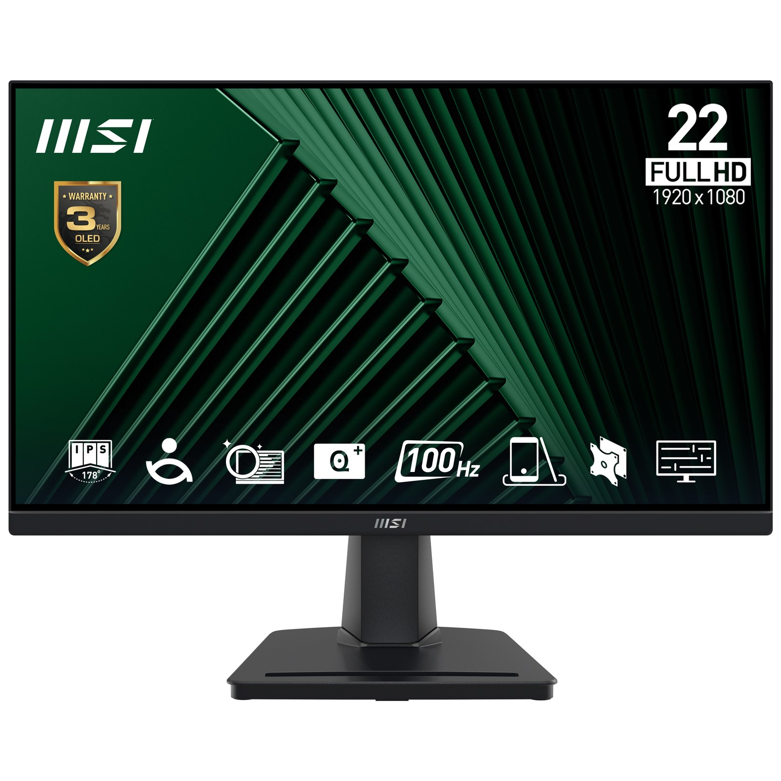 Monitor 21.5 MSI PRO MP225 Black - IPS Full HD 100Hz HDMI VESA