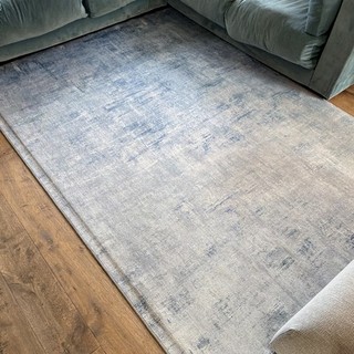Ruggable Abstract Rectangle Area Rug Blue/Grey Washable 276cm x 188cm