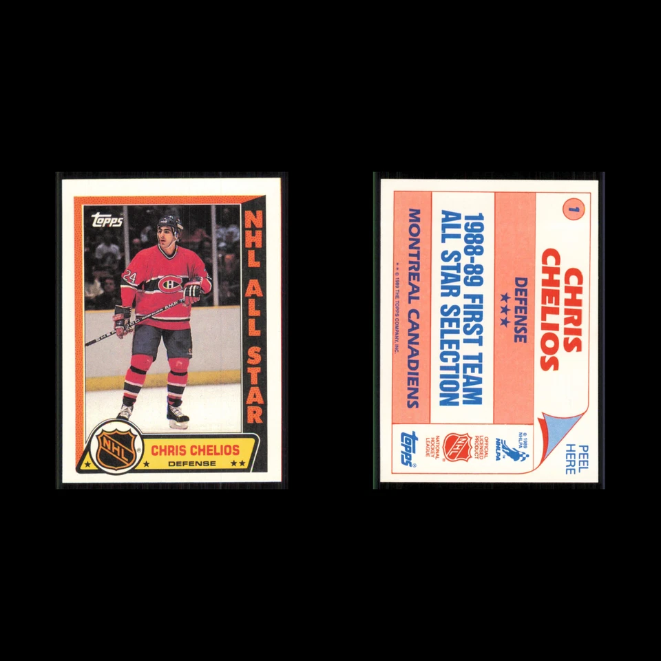 Chris Chelios #1 1989 Topps Sticker Inserts Montreal Canadiens Hockey Card NHL - Image 3 of 3