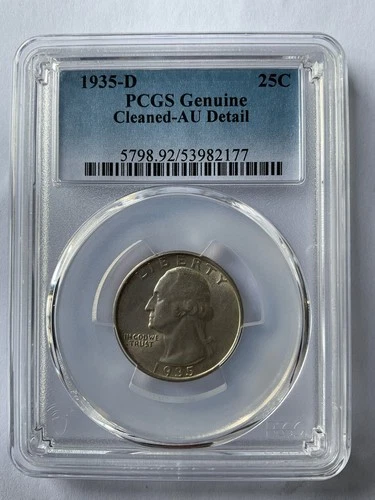 1935 D Washington Quarter 25C PCGS Genuine AU Detail 53982177