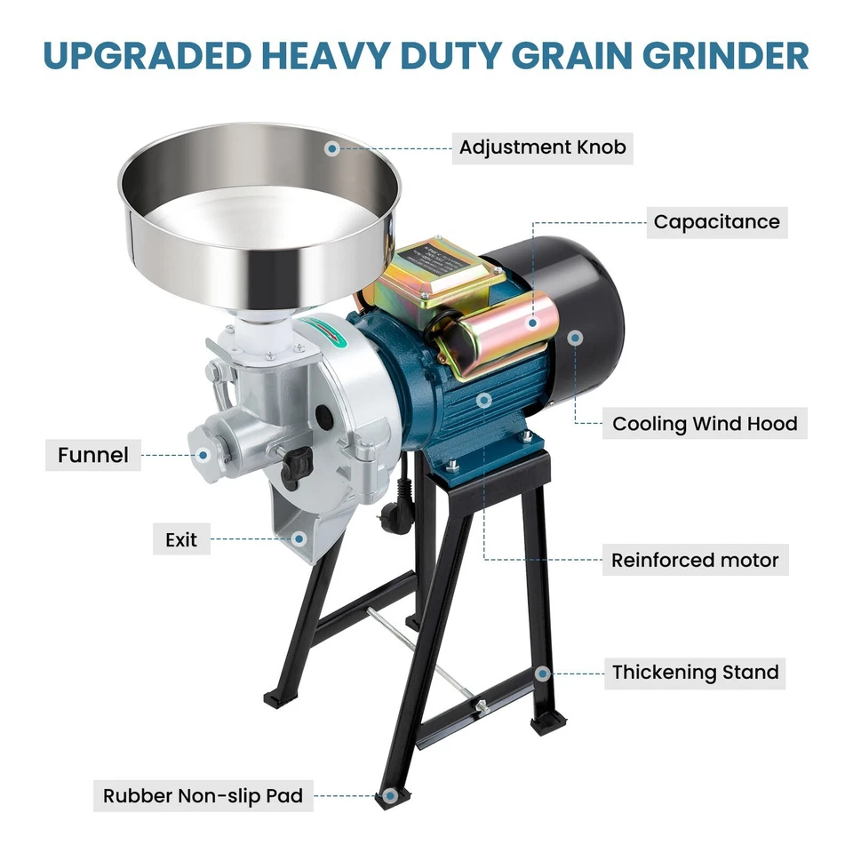 3000W Elektrische Getreidemühle Schrotmühle Kornmühle Weizenmehl Kräutermühle DE - Bild 4 von 4