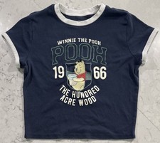 Disney Winnie the Pooh Graphic Ringer Tee Kids Large Navy 1966 Hundred Acre Wood