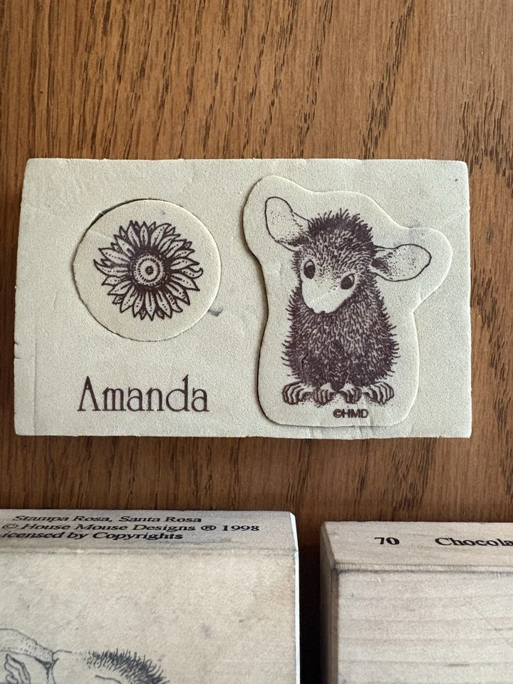 Vintage House Mouse Wood Rubber Stamp Lot of 5 Stampa Rosa 1997, 1998 - Image 4 of 4