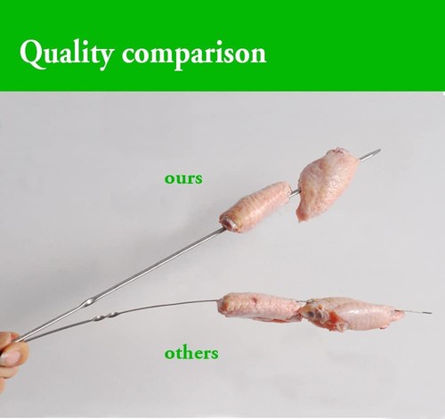 Flat Metal Grilling Skewers Wider Thicker Stainless Steel Reusable BBQ Sticks... - Picture 3 of 7