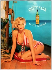 1999 PINUP GIRL CUTTY SARK SCOTS WHISKY Vintage 8"X11" Magazine Ad 1990's HTN26