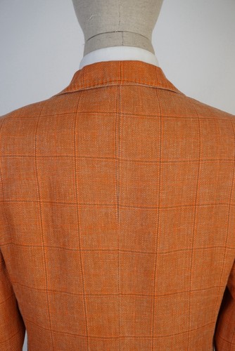 Pal Zileri Lab Blazer Orange Linen Windowpane Check Italy Size 46 EU 36R - Picture 8 of 16