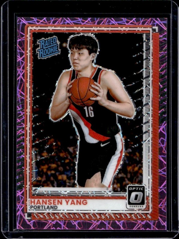 2025-26 Panini Donruss Hansen Yang Optic Pink Velocity RC #/75 Trail Blazers