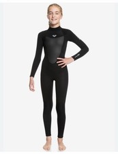NWT Roxy 4/3mm Prologue Girls BZ GBS Full Wetsuit Size 12 G Black Back Zip Kids