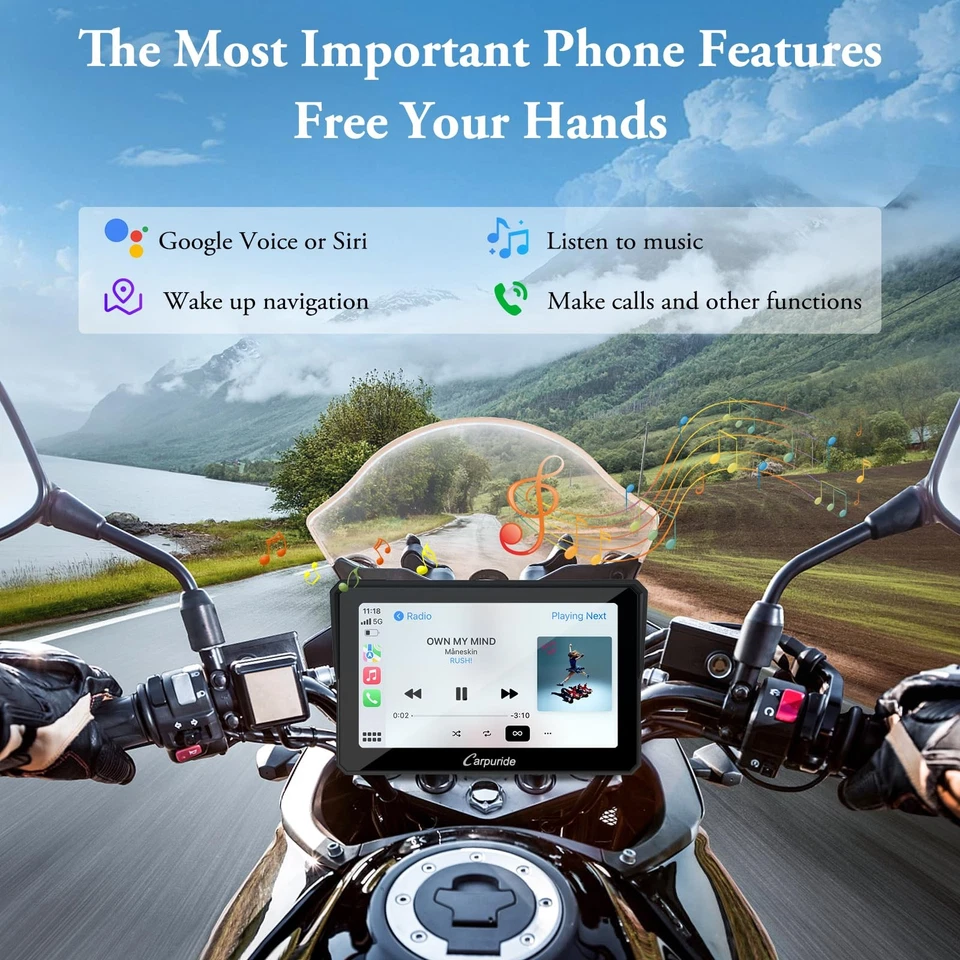 Carpuride W702 Motorcycle Wireless Apple Carplay Android Auto Bluetooth Car play - Bild 4 von 4