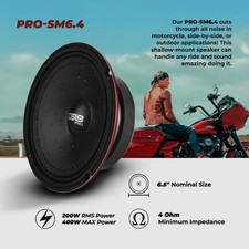 DS18 PRO-SM6.4 6.5" Slim Motorcycle 6 1/2 Midrange Car Speaker 400 Watt 4 Ohms