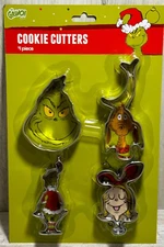 Dr Seuss The Grinch Stainless Steel Cookie Cutter Set NEW Stole Christmas Baking
