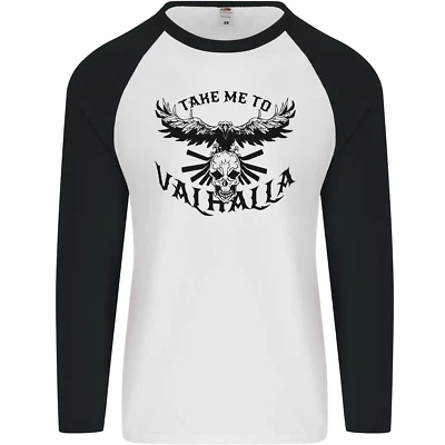 Nimm Mich Nach Valhalla Viking Schädel Odin Thor Herren L/S Baseball Maglietta - Bild 1 von 4