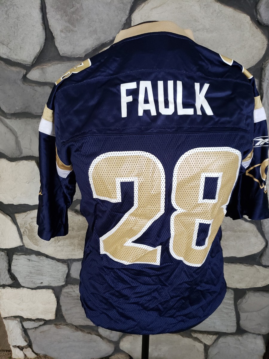 Faulk #28 Rams Blue and Gold NFL Jersey Size M/M/M