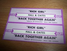 2 Daryl Hall John Oates /Back Together Again Jukebox Title Strips