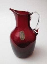 VINTAGE WHITEFRIARS ENGLAND RUBY RED ART GLASS BEAK JUG #9648