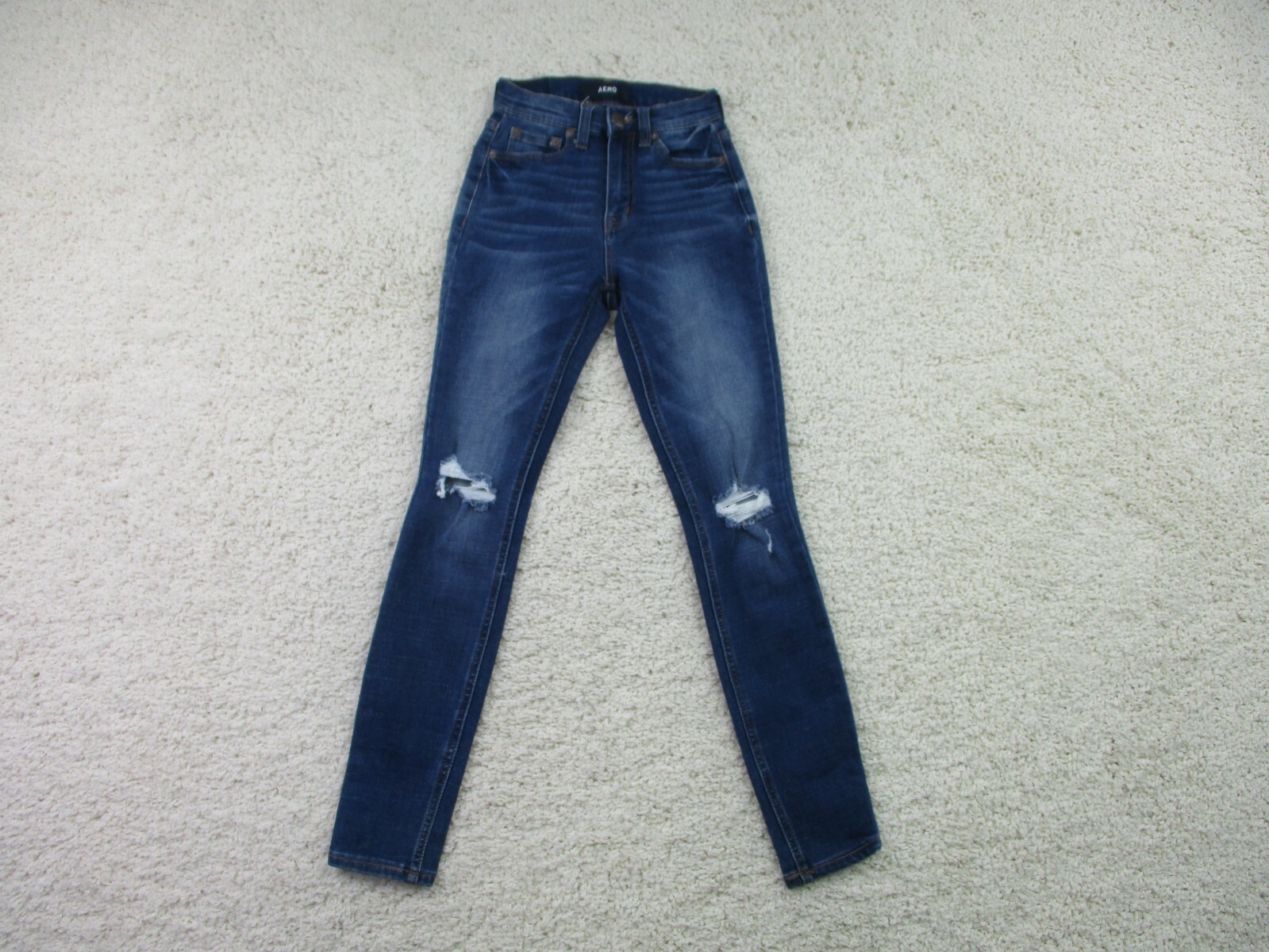 Aeropostale Jeans Womens 00 Blue Denim Cheeky Jegging Distressed Stretch Casual