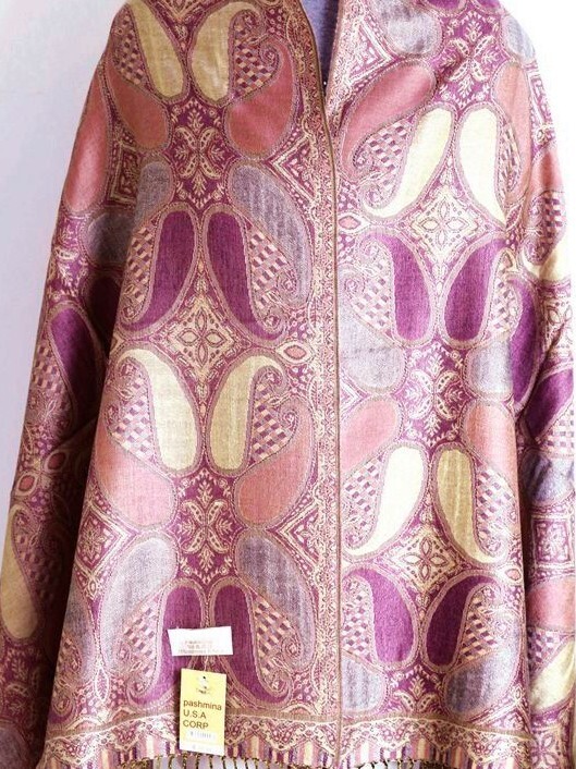 Hot Pink Pashmina Shawl | Cotton Paisley Wrap | Handmade In Nepal - Foto 9