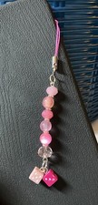 Lucky PINK DICE Beaded Cell Phone Charm Strap Dangle iPhone Android UNIQUE