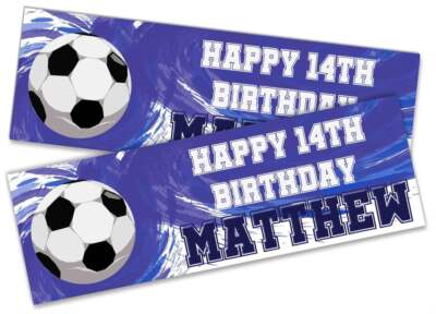 x2 Personalised Birthday Banner Football Design Kids Party Decoration 647