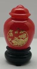 Avon Bottle Oriental Peony Vase Sweet Honesty Cologne Perfume Red Vintage Glass