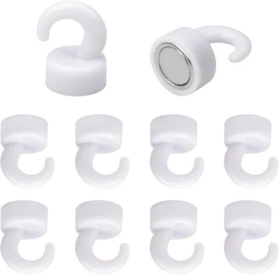 (10R) Small Magnetic Hooks White(2024 New) for Refrigerator, Mini Magnetic Hooks