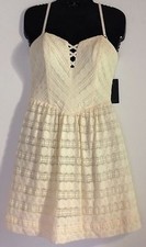 Guess Women's Ivory Dot Lace Sheath Summer Party Dress Size 4 NWT