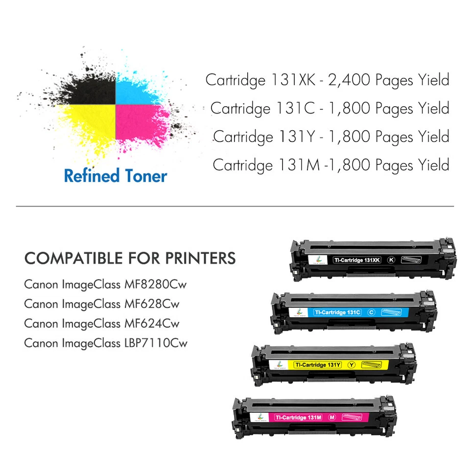 5PK Toner Compatible for Canon 131 imageCLASS LBP7110CW MF8280CW MF624CW MF628CW - Image 3 of 4