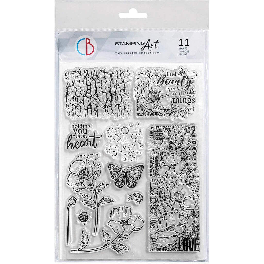 Clear Stamp Set 6x8"" Flourishing Scarlet by Ciao Bella