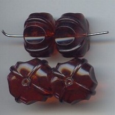 12 VINTAGE SMOKE TOPAZ ACRYLIC 18mm. UNIQUE FACETED DONUT BEADS 6529