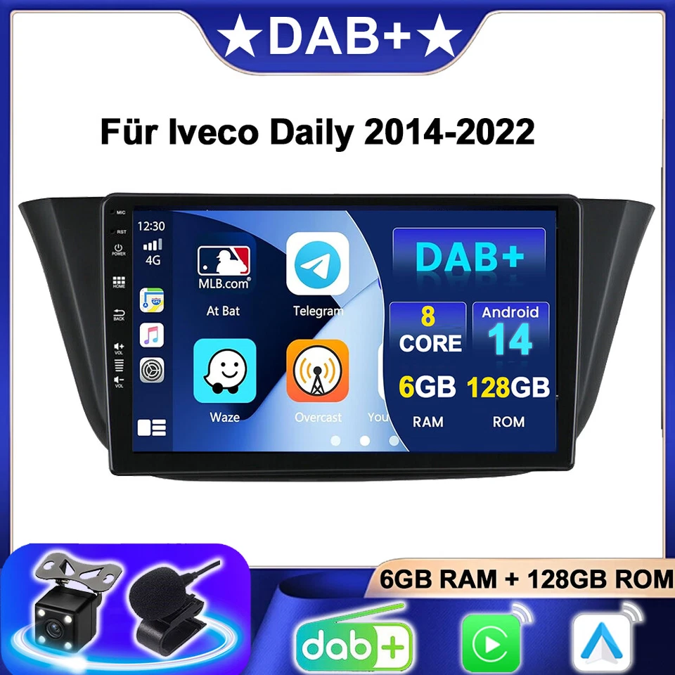 Für Iveco Daily 2014-2022 Autoradio Android 14 Navi GPS Car Play DAB+ QLED 128GB