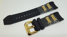 Invicta Russian Diver Black Polyurethane Strap Band Gold Inserts
