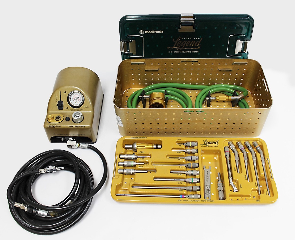 COMPLETE Medtronic Midas Rex Legend Pneumatic V03 Drill Set with