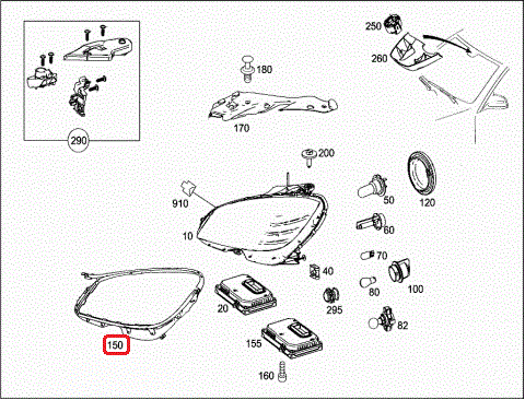 NEW GENUINE MERCEDES MB C CLASS W204 08-11 HEADLIGHT SEALING GASKET RIGHT O/S - Picture 2 of 2