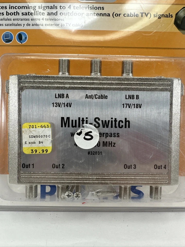 Philips 3x4 Multi-Switch with Powerpass Digital Video TV Cable Satellite - Image 3 of 4