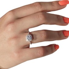 Sterling Silver Engagement CZ Ring w/ 7mm 2 ct Princess Cut Center CZ Stone