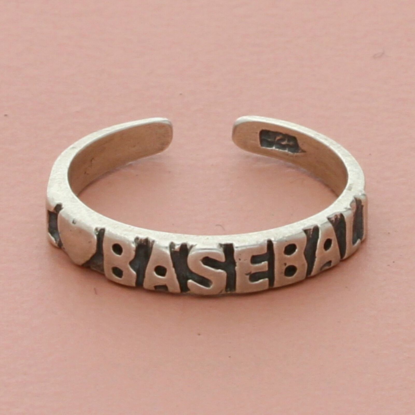 sterling silver i love baseball toe ring size 3.5