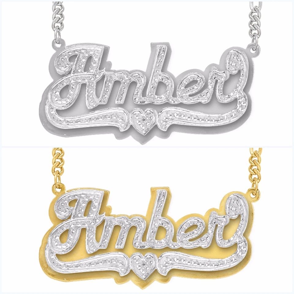 Collar de plata esterlina personalizado con escritura de cualquier placa con nombre cadena gratis + colgante Foto 2 de 4