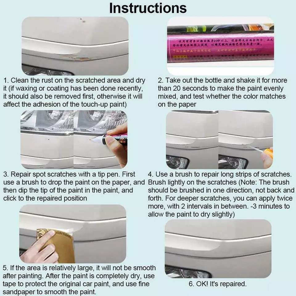 Scratch Remover Auto Paint Pen Car Color Fix Pen Touchup Repair Brush