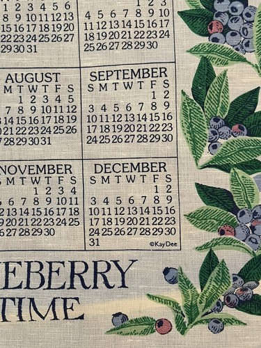 Kay Dee Sewell Jackson 2000 Kalender Handtuch Leinen Blaubeer Zeit und Aufhänger - Bild 2 von 4
