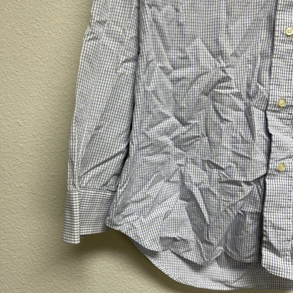Camisa para hombre Ghirardelli 43/17 abotonada manga larga azul y blanco a cuadros Foto 3 de 4