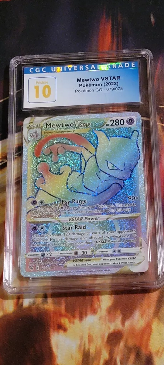 Pokemon Mewtwo secret rare rainbow Vstar card - 2022 Pokémon go collection