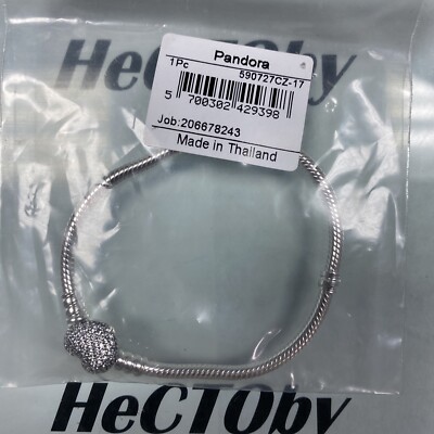 PANDORA Moments Pave Heart Sterling Silver Size 7 Inches Bracelet