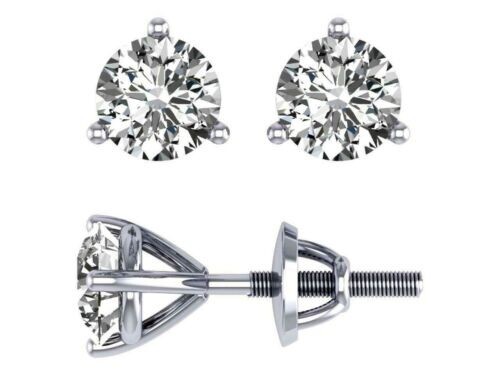 Earring Off White Diamond 4.00 Ct Certified Lab Created Solitaire Studs Luster - Afbeelding 1 van 6