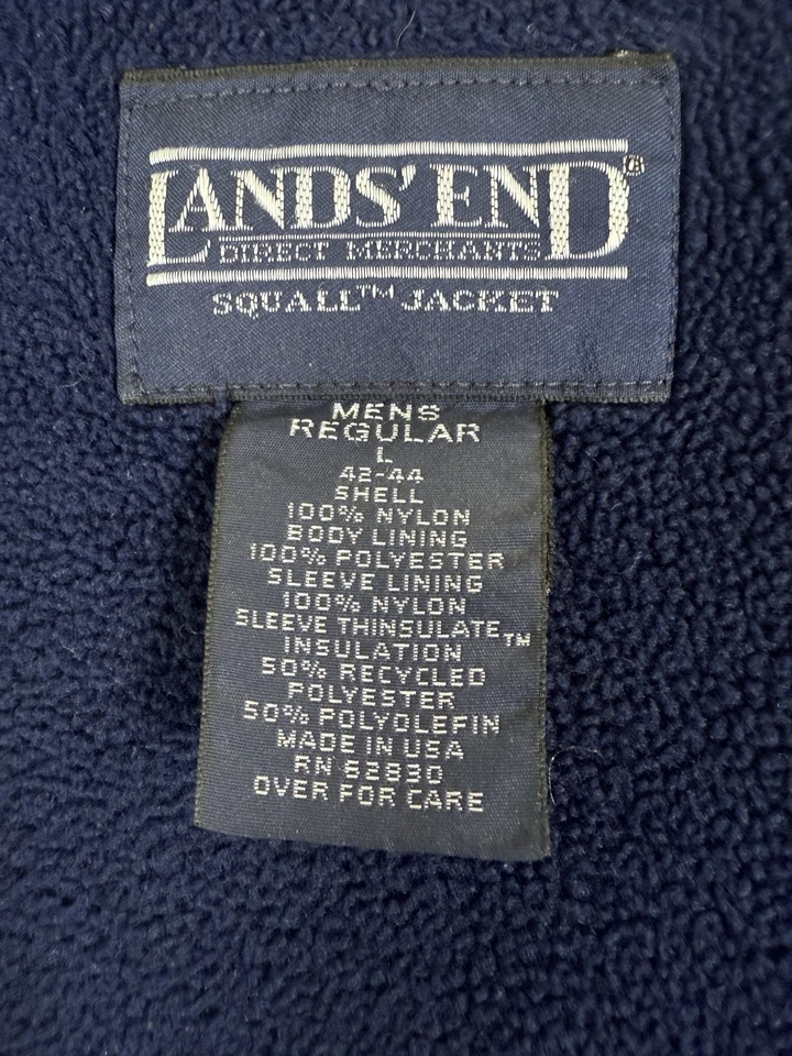 Vintage Lands End Squall Jacket Large Men’s Yellow Blue Made In USA *FlawRead* - Image 3 of 4