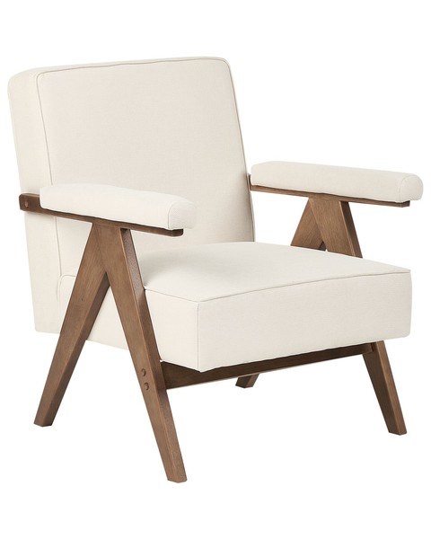 Sessel Stoffbezug Hellbeige Mit Armlehnen Tiefe SitzfläChe Retro Evje-image