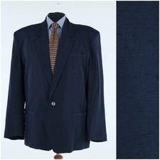 Men Vintage Italian Blazer 46R US Size MANUEL DONATI Navy Blue Sport Coat Jacket