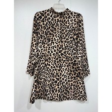 ZARA Leopard Animal Print Mock Neck Dress size Medium