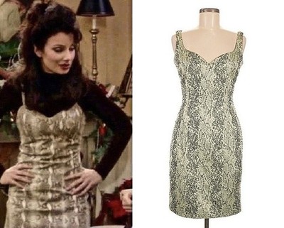 CACHE ASO FRAN FINE THE NANNY Alt Dress Snakeskin Print 6 1990s VINTAGE RARE