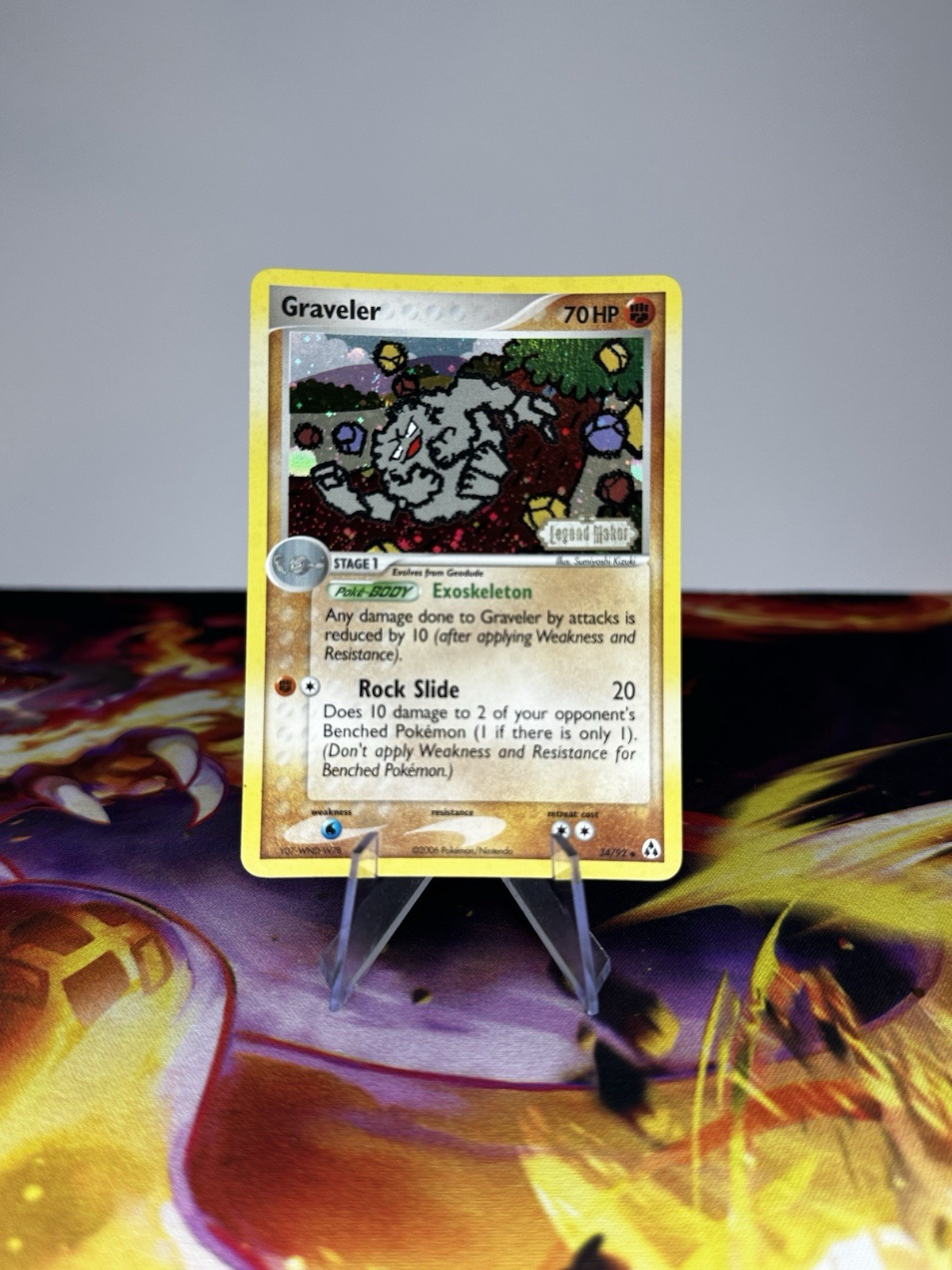 Pokemon Card - Graveler Legend Maker 34/92 Reverse Holo Stamped NM